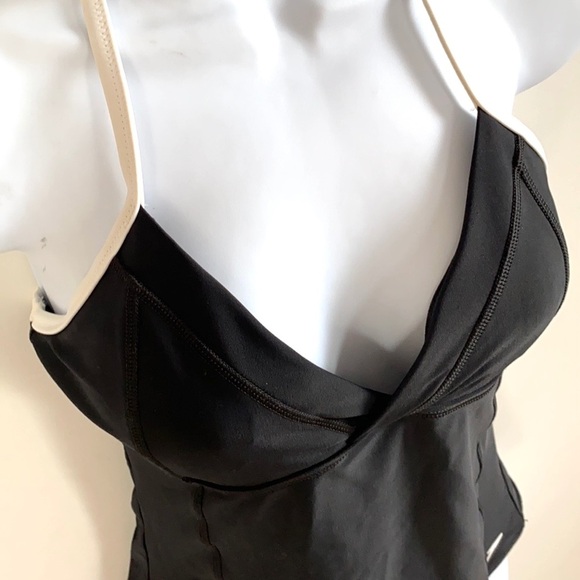 Speedo Black/White Strap V-neck Swim Tankini, Sz S - Picture 11 of 11